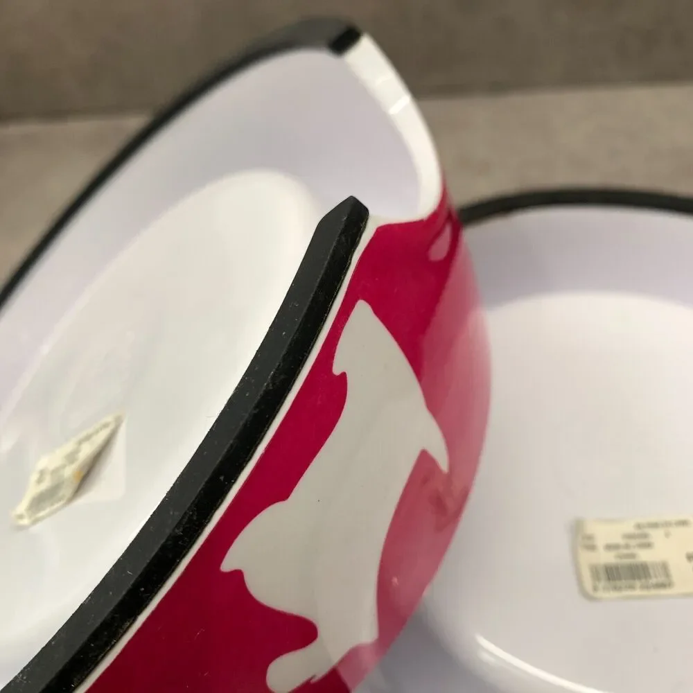 SET C. Wonder Hot Pink Dog Print Food Bowl Decorative Pet Bowls Anthropologie
